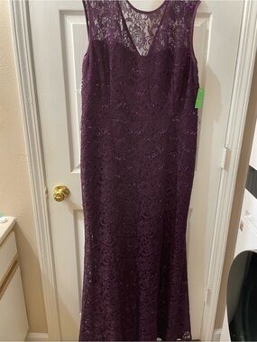 NWT Sally USA Plum Purple Lace Sequin Formal Gown Dress Maxi Plus Size 3XL